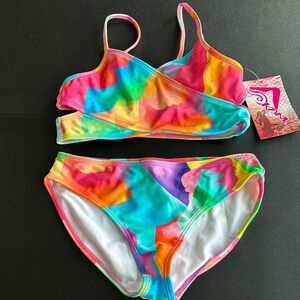 Kanu Surf UPF 50+ Isabel 2 piece adjustable strap top colorful watercolor print